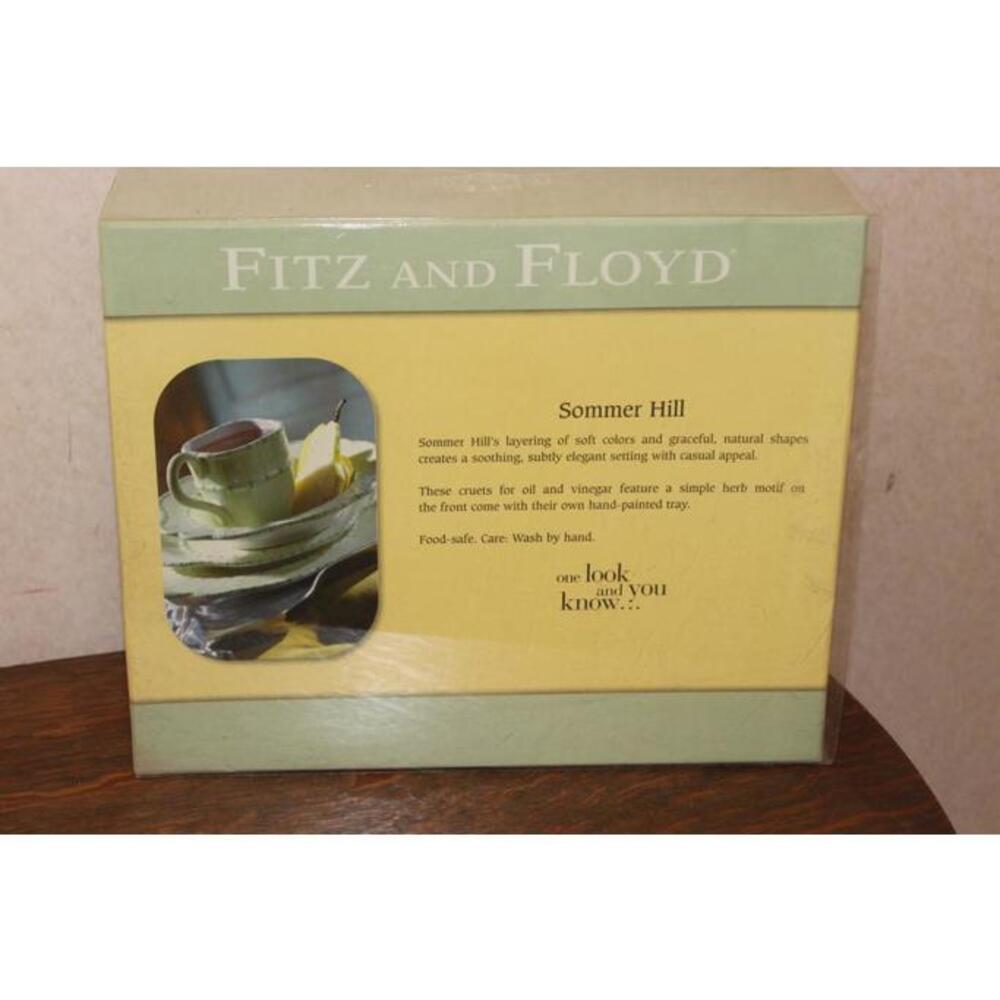 NEW Fitz and Floyd Sommer Hill Cruet Set with Tray - Picture 2 of 2